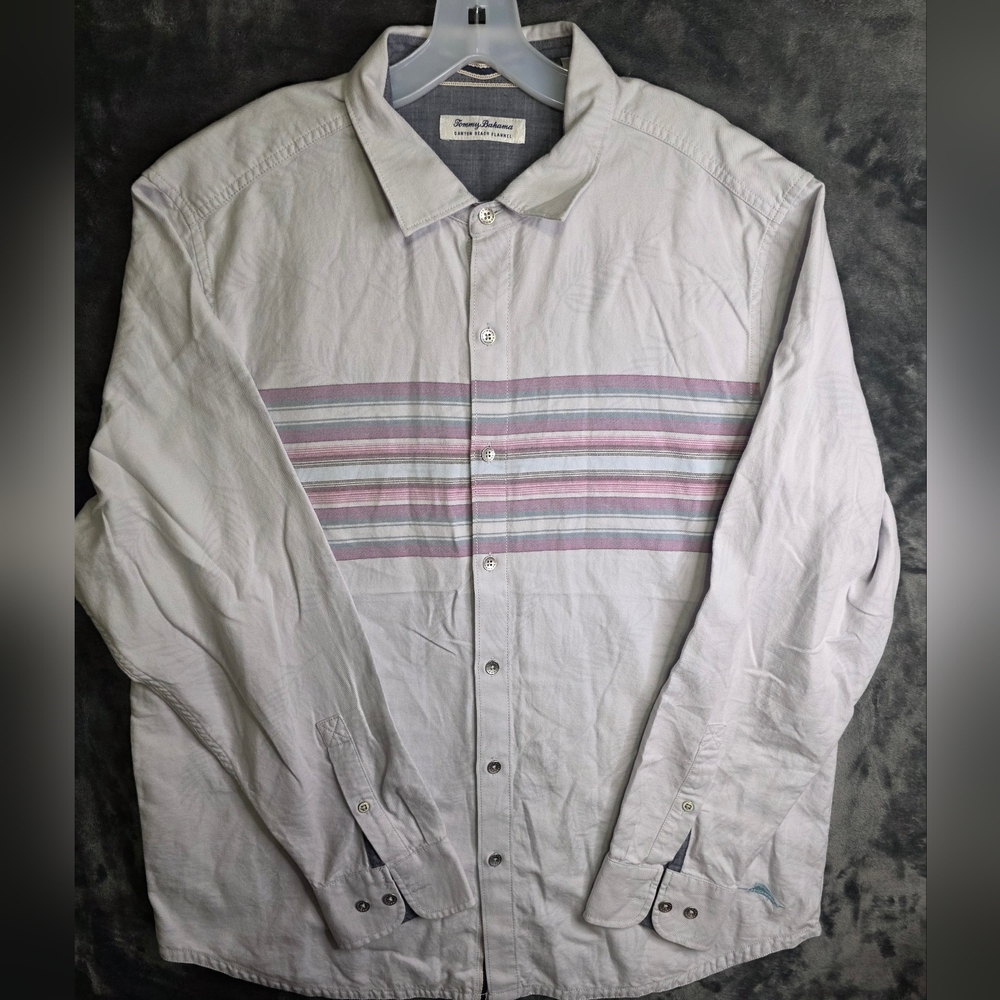Tommy Bahama Mens Size XL Canyon Beach Flannel Horizon Stripe Island Zone